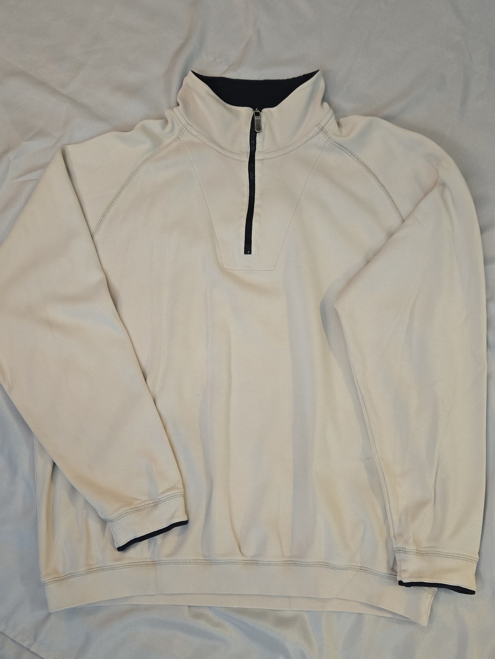 Bobby Jones Cream Quarter-Zip Pullover with Black Trim